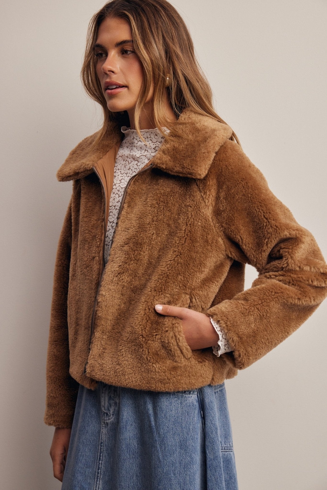 Winterlight Faux Fur Zip-Up Jacket - Westly