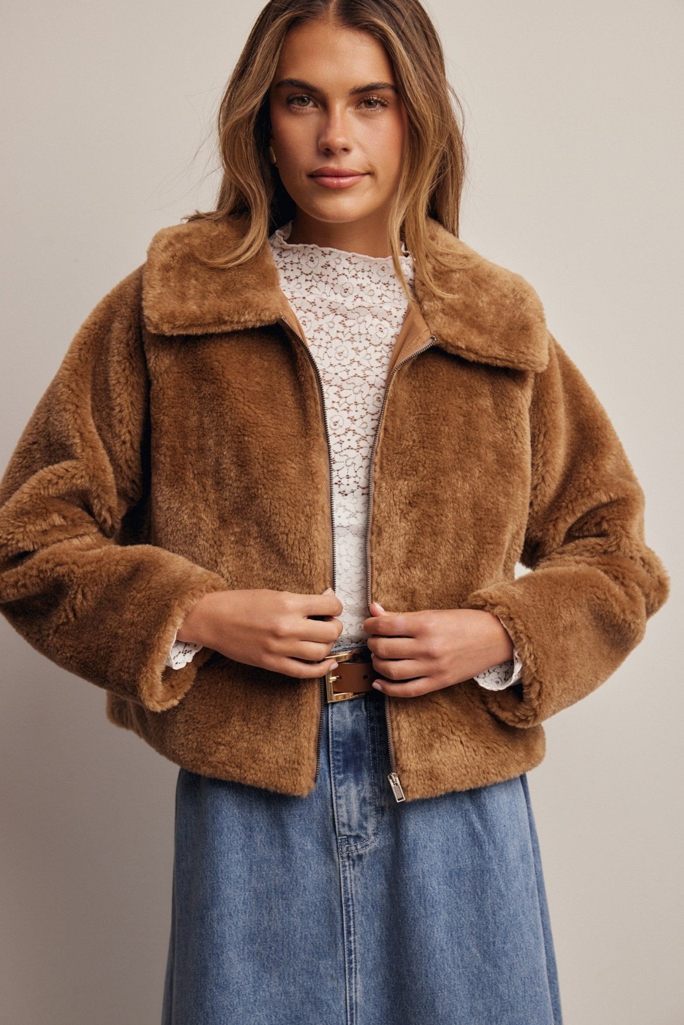 Winterlight Faux Fur Zip-Up Jacket - Westly