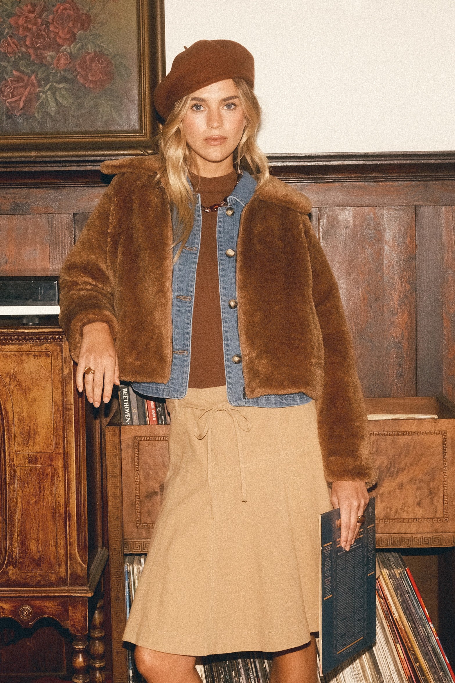 Winterlight Faux Fur Zip-Up Jacket in Golden Brown, photo 16