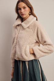 Winterlight Faux Fur Zip-Up Jacket in Ivory, photo 6