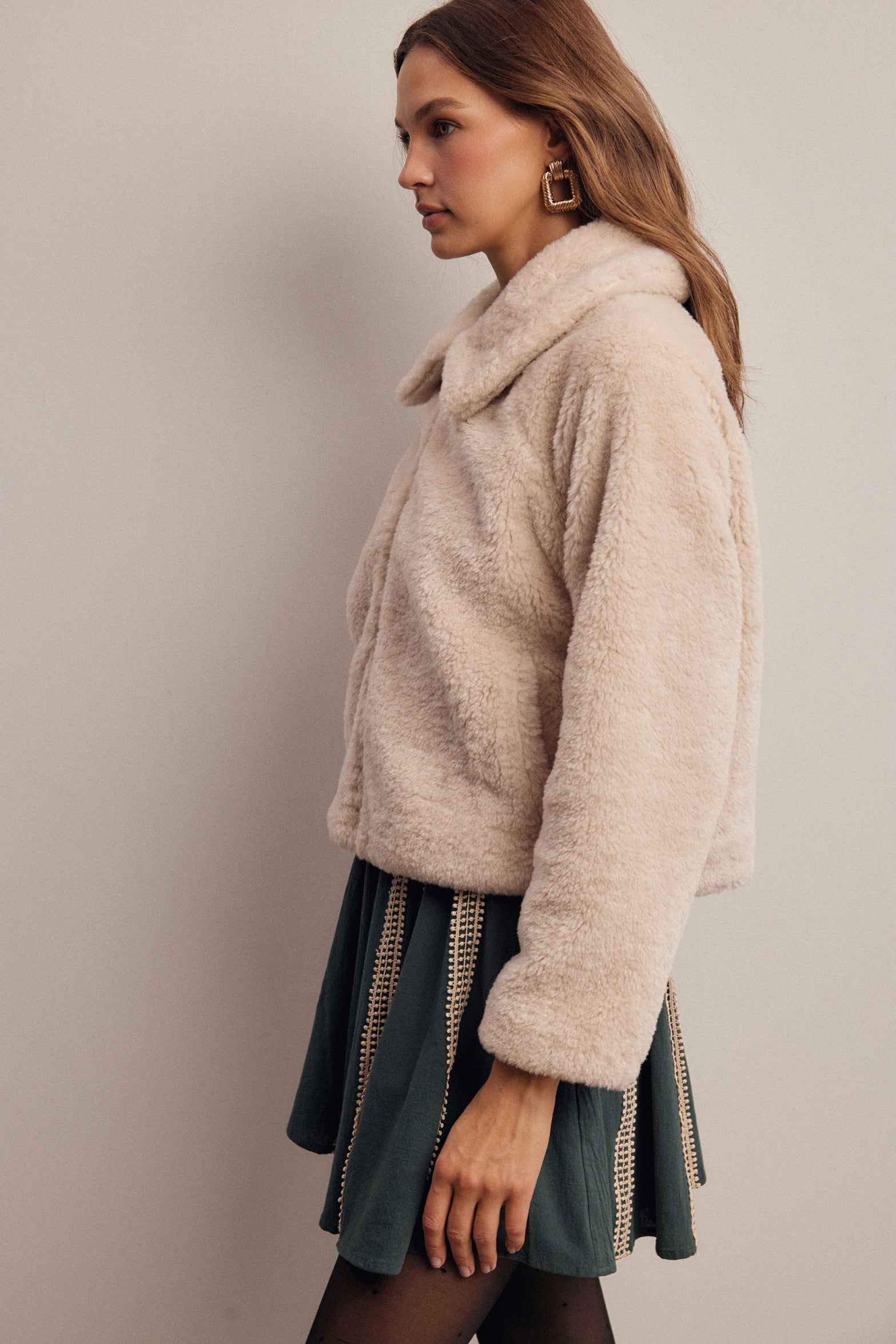 Winterlight Faux Fur Zip-Up Jacket in Ivory, photo 7