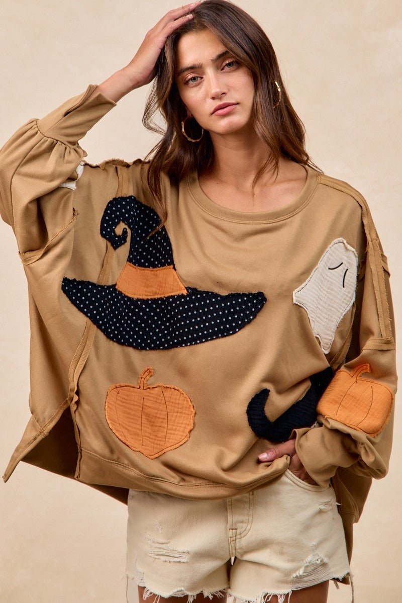 Witch Please Patchwork French Terry Pullover - Westly