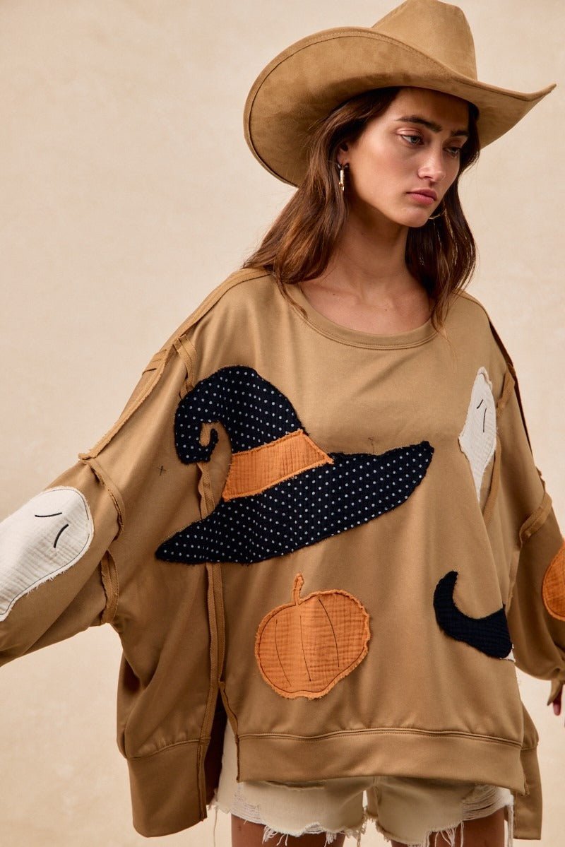 Witch Please Patchwork French Terry Pullover - Westly