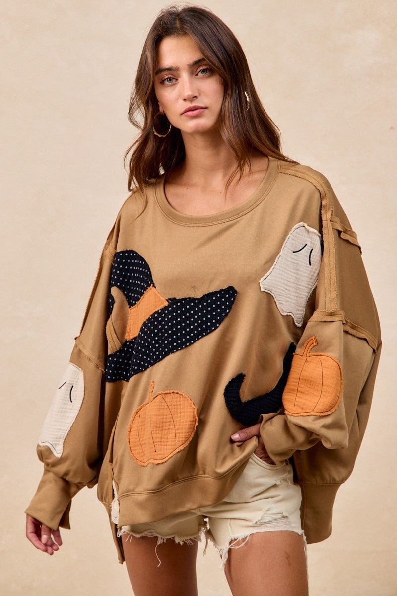 Witch Please Patchwork French Terry Pullover - Westly
