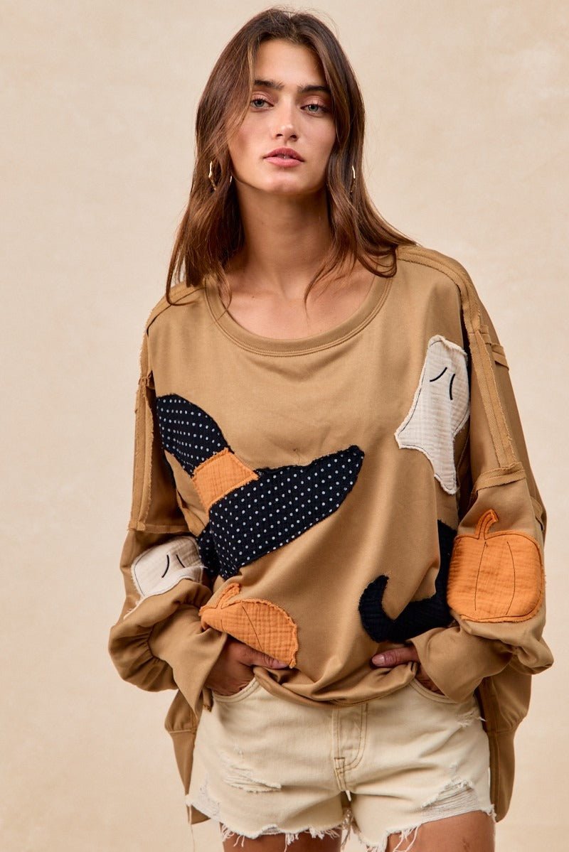 Witch Please Patchwork French Terry Pullover - Westly