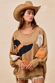 Witch Please Patchwork French Terry Pullover - Westly