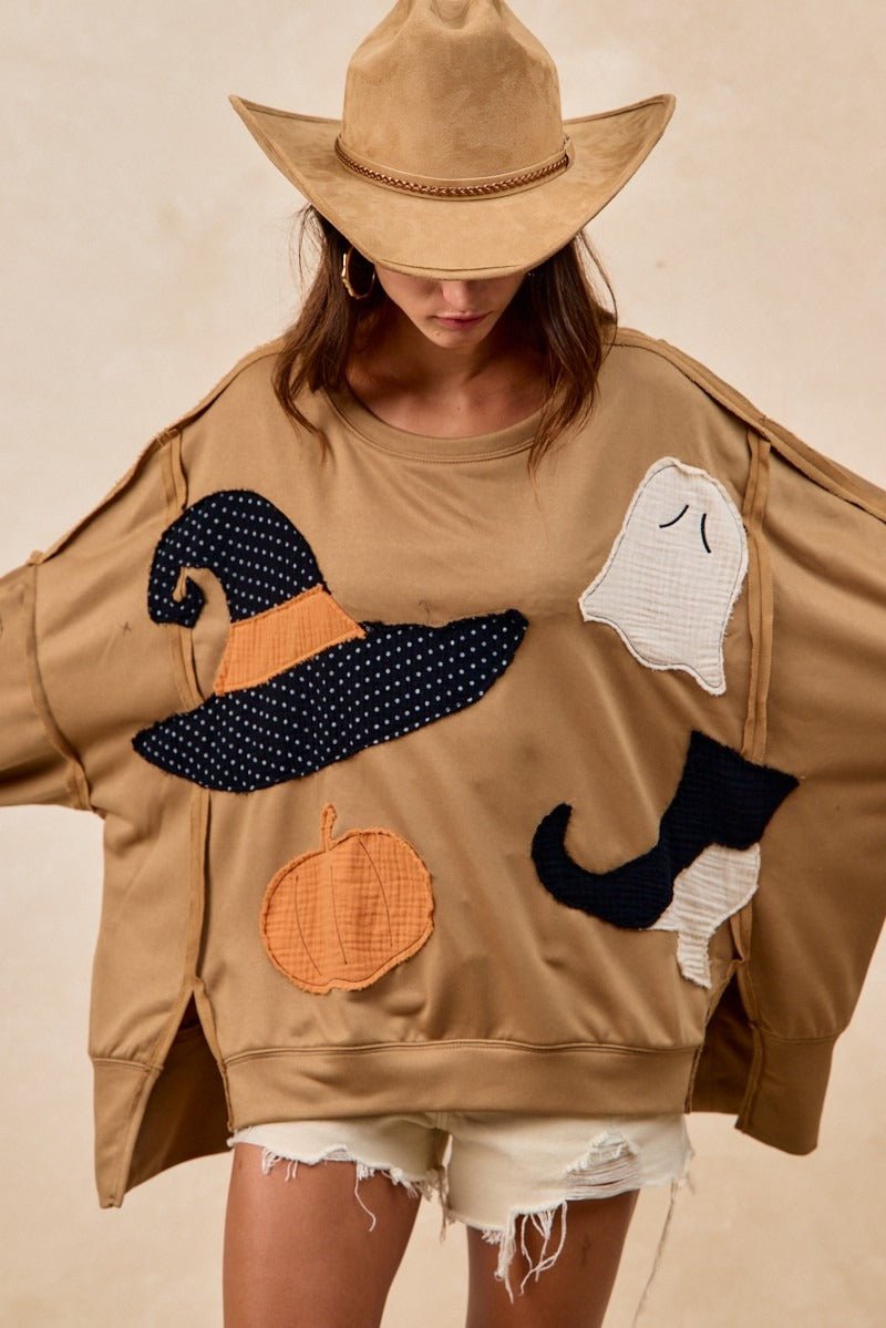 Witch Please Patchwork French Terry Pullover - Westly