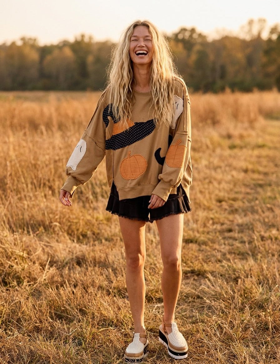 Witch Please Patchwork French Terry Pullover - Westly