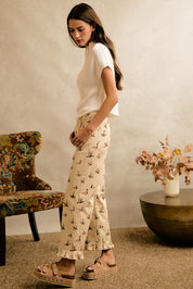 Wood Duck Ruffle Hem Pants - Beige