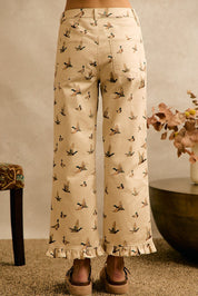 Wood Duck Ruffle Hem Pants - Beige