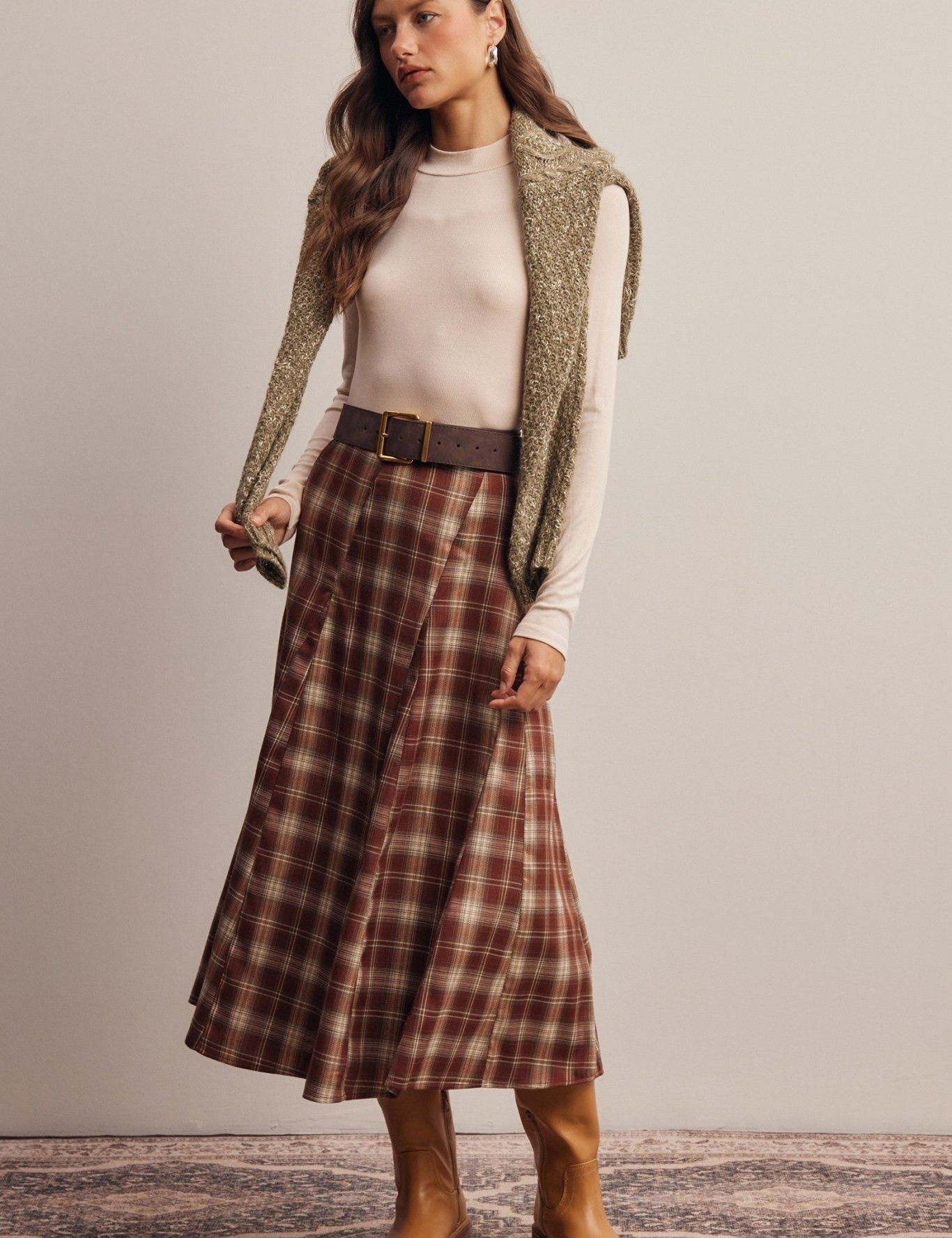 Woodbridge Plaid Midi Skirt - Westly