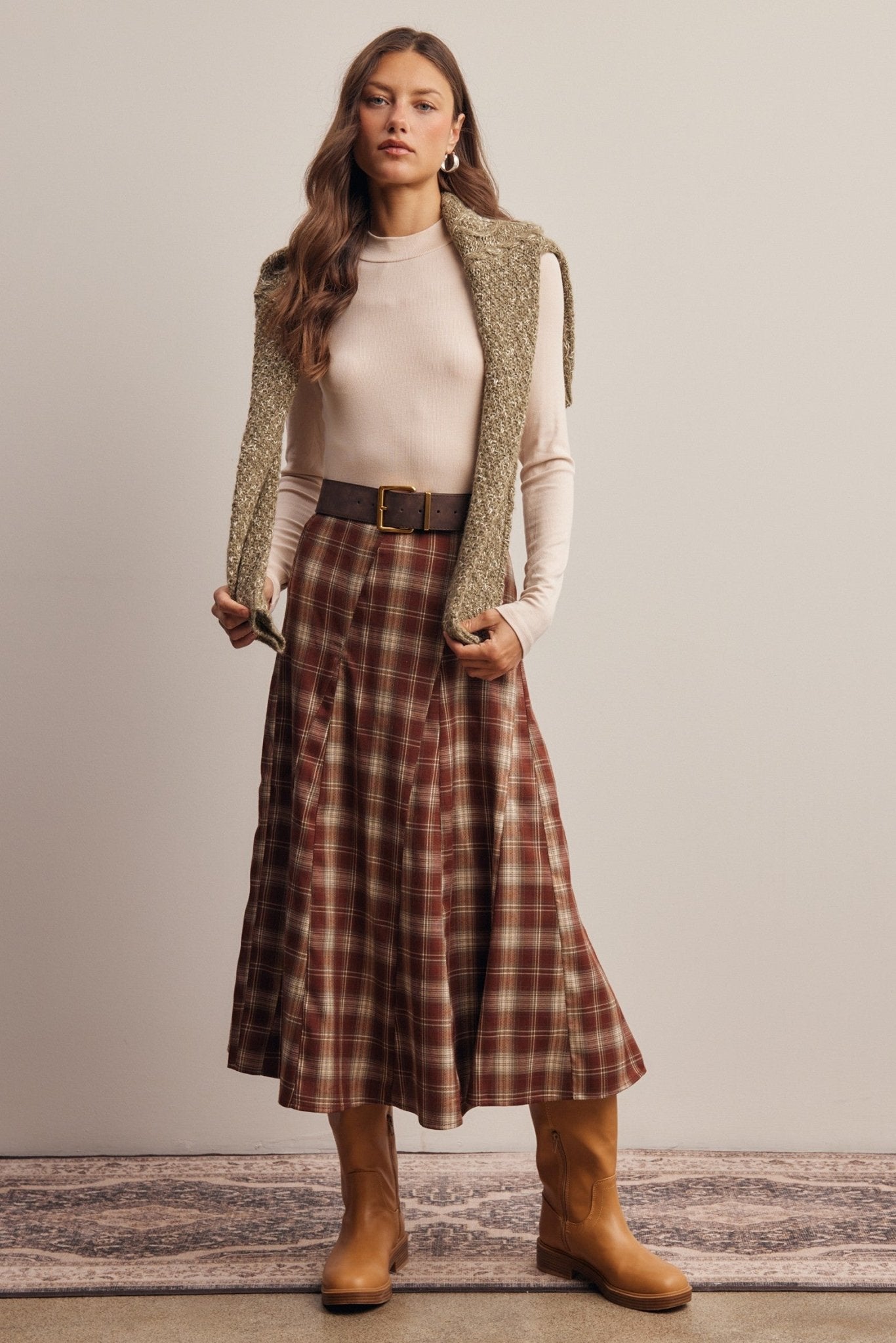 Woodbridge Plaid Midi Skirt - Westly