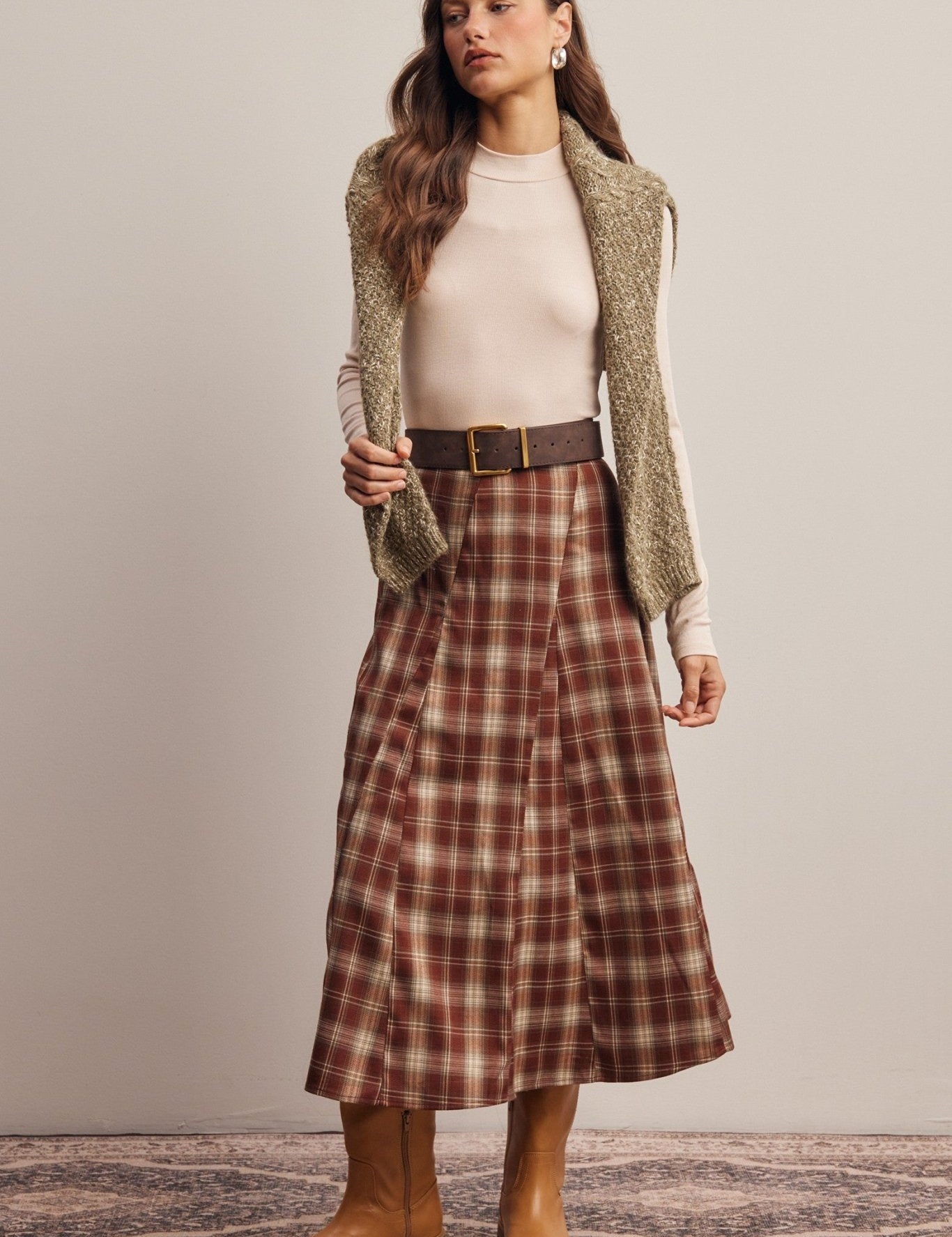 Woodbridge Plaid Midi Skirt - Westly