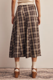 Woodbridge Plaid Midi Skirt in Brown Cream, photo 9