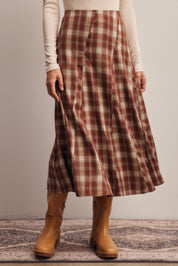 Woodbridge Plaid Midi Skirt in Marsala Ivory, photo 2