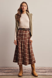 Woodbridge Plaid Midi Skirt in Marsala Ivory, photo 9