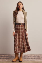 Woodbridge Plaid Midi Skirt in Marsala Ivory, photo 10
