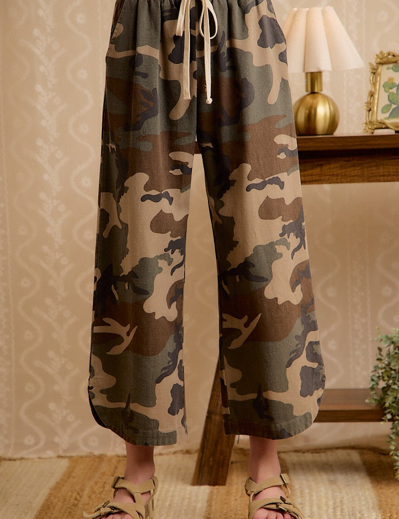 Woodland Curve Camo Drawstring Pants in Camouflage - product photo 1