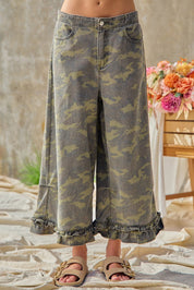 Woodland Ruffle Denim Bloomer Pants in Camouflage - product photo 1