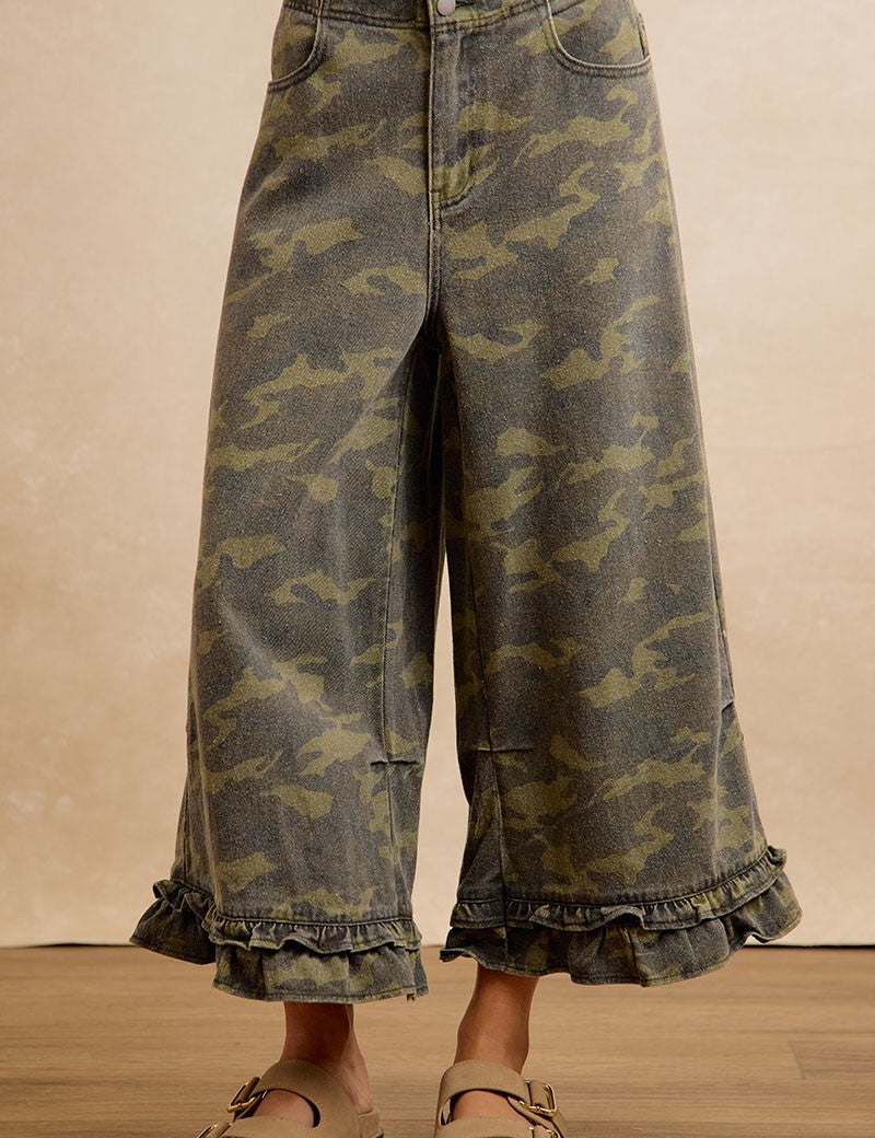 Woodland Ruffle Denim Bloomer Pants in Camouflage - product photo 6