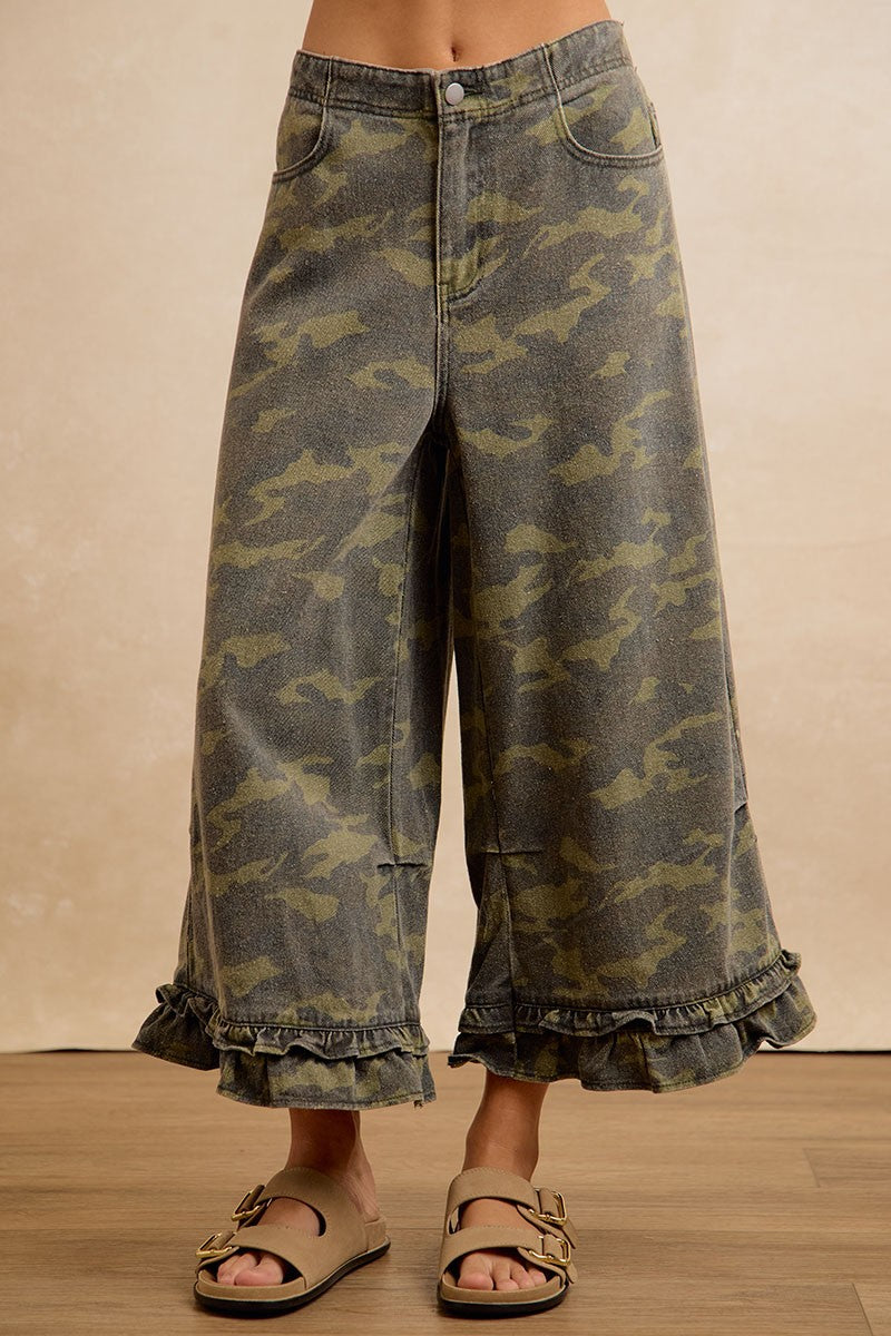 Woodland Ruffle Denim Bloomer Pants in Camouflage - product photo 6