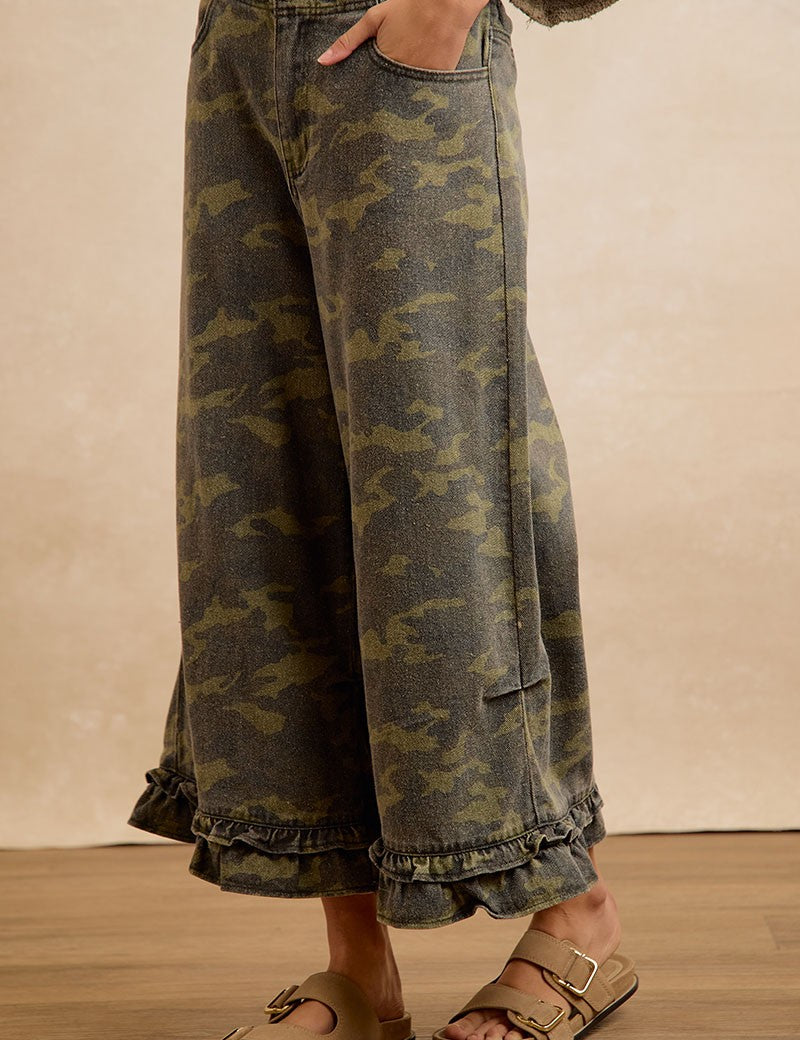 Woodland Ruffle Denim Bloomer Pants in Camouflage - product photo 7