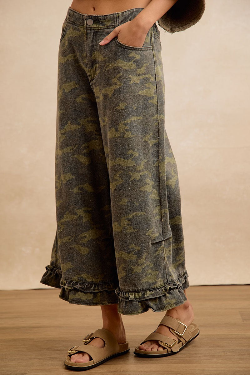 Woodland Ruffle Denim Bloomer Pants in Camouflage - product photo 7