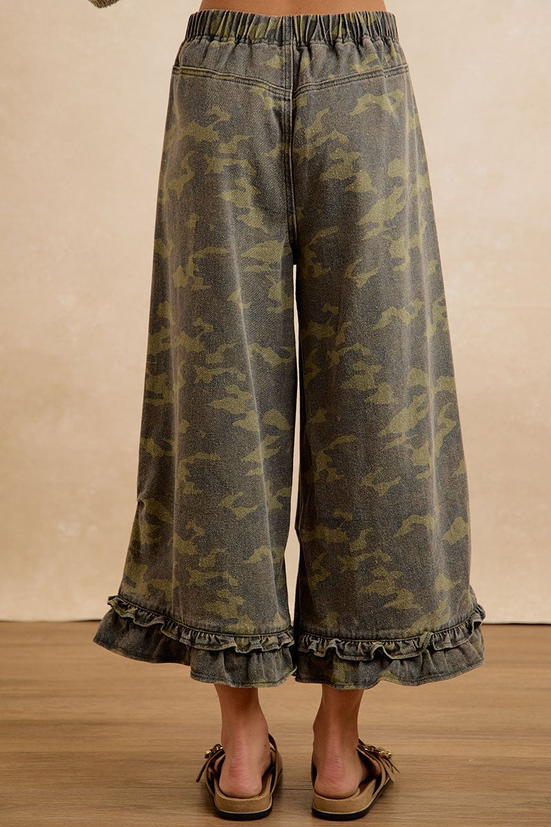 Woodland Ruffle Denim Bloomer Pants in Camouflage - product photo 8