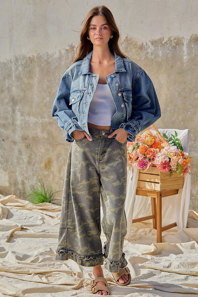 Woodland Ruffle Denim Bloomer Pants in Camouflage - product photo 12