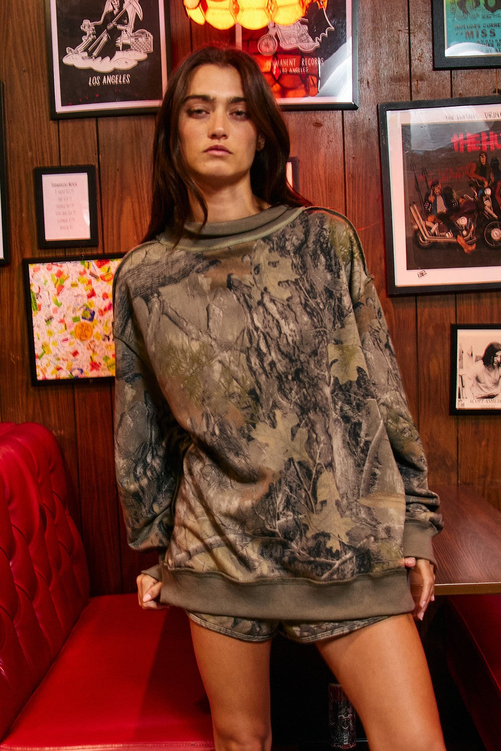 Woodland Shadow Camo Mock Neck Sweatshirt in Camo - product photo 2