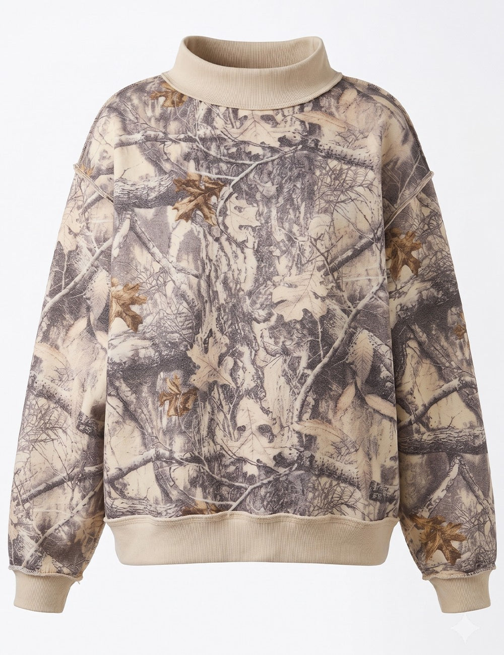 Woodland Shadow Camo Mock Neck Sweatshirt in Taupe Camo - product photo 2