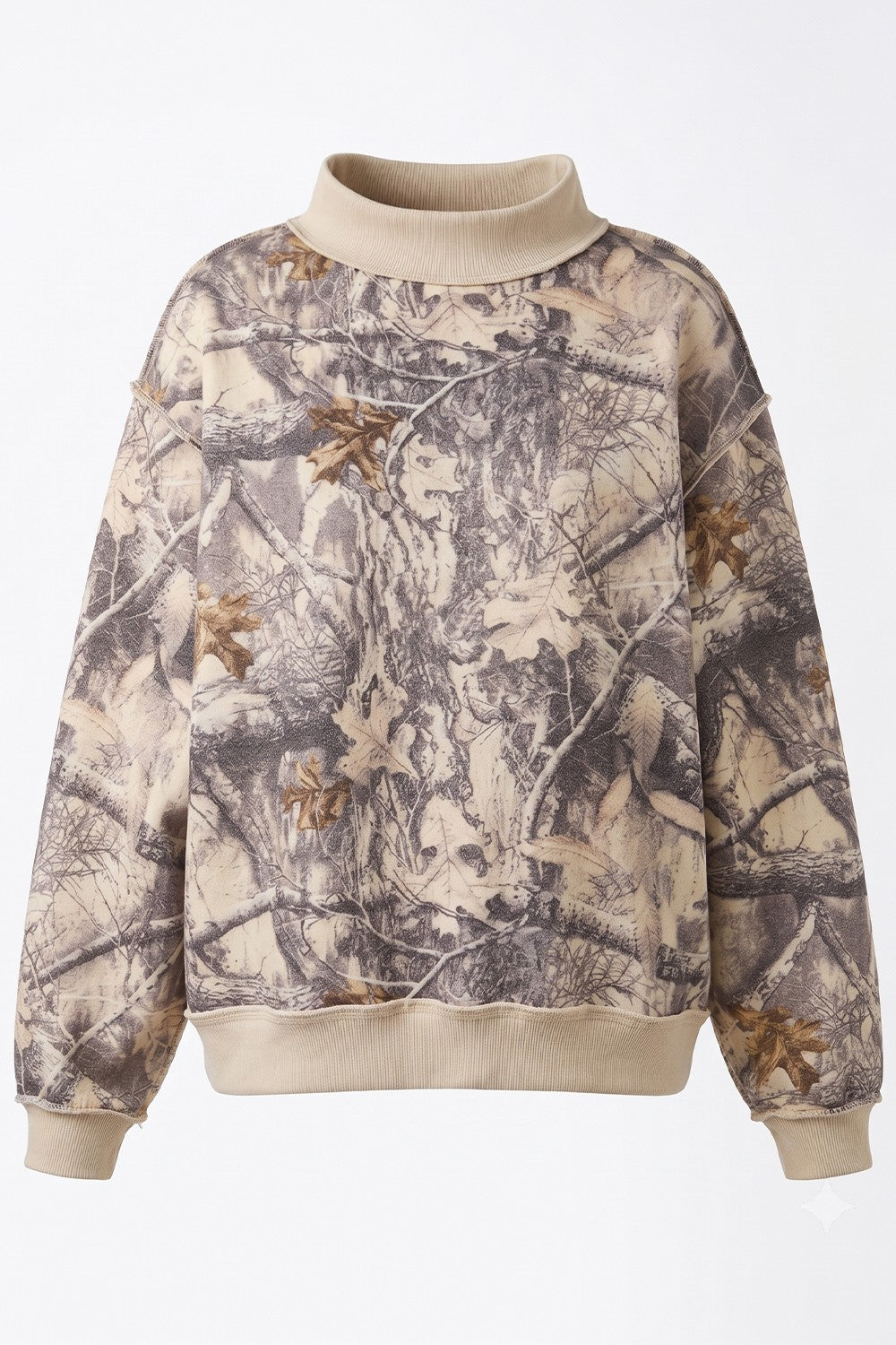 Woodland Shadow Camo Mock Neck Sweatshirt in Taupe Camo - product photo 2