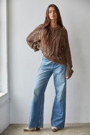 Worn In Cable Knit Sweater in Brown - product photo 2