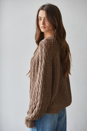 Worn In Cable Knit Sweater in Brown - product photo 3