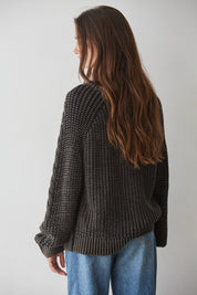 Worn In Cable Knit Sweater in Washed Black - product photo 3