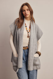 Wrap Story Scarf Knit Vest in Heather Grey, photo 3