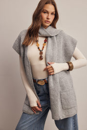 Wrap Story Scarf Knit Vest in Heather Grey, photo 4