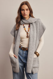 Wrap Story Scarf Knit Vest in Heather Grey, photo 5