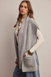 Wrap Story Scarf Knit Vest in Heather Grey, photo 7
