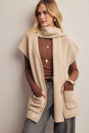 Wrap Story Scarf Knit Vest in Light Beige, photo 2