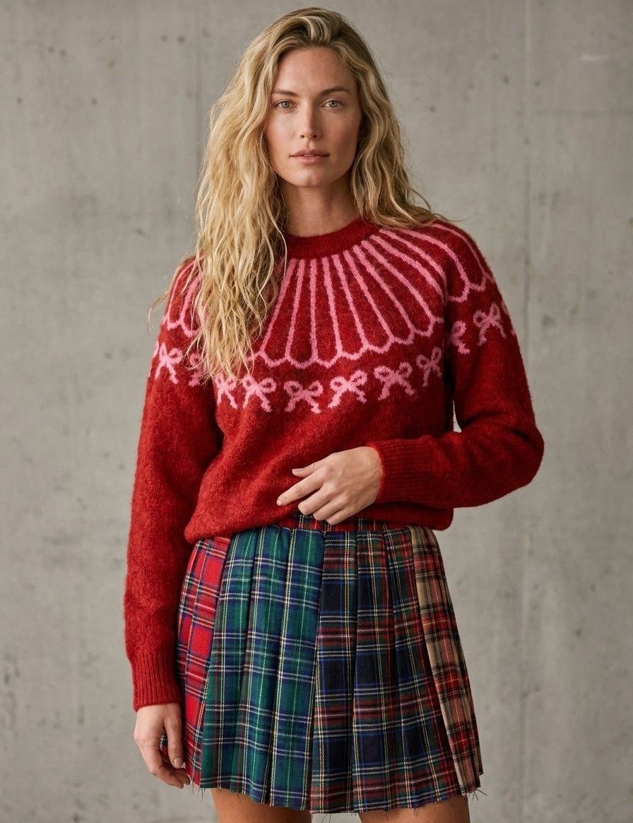 Wrapped Up Bow Fair Isle Sweater - Westly