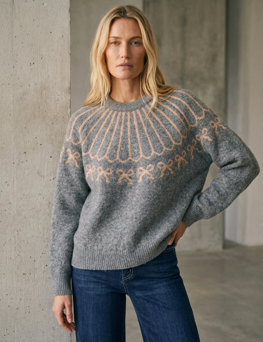 Wrapped Up Bow Fair Isle Sweater - Westly