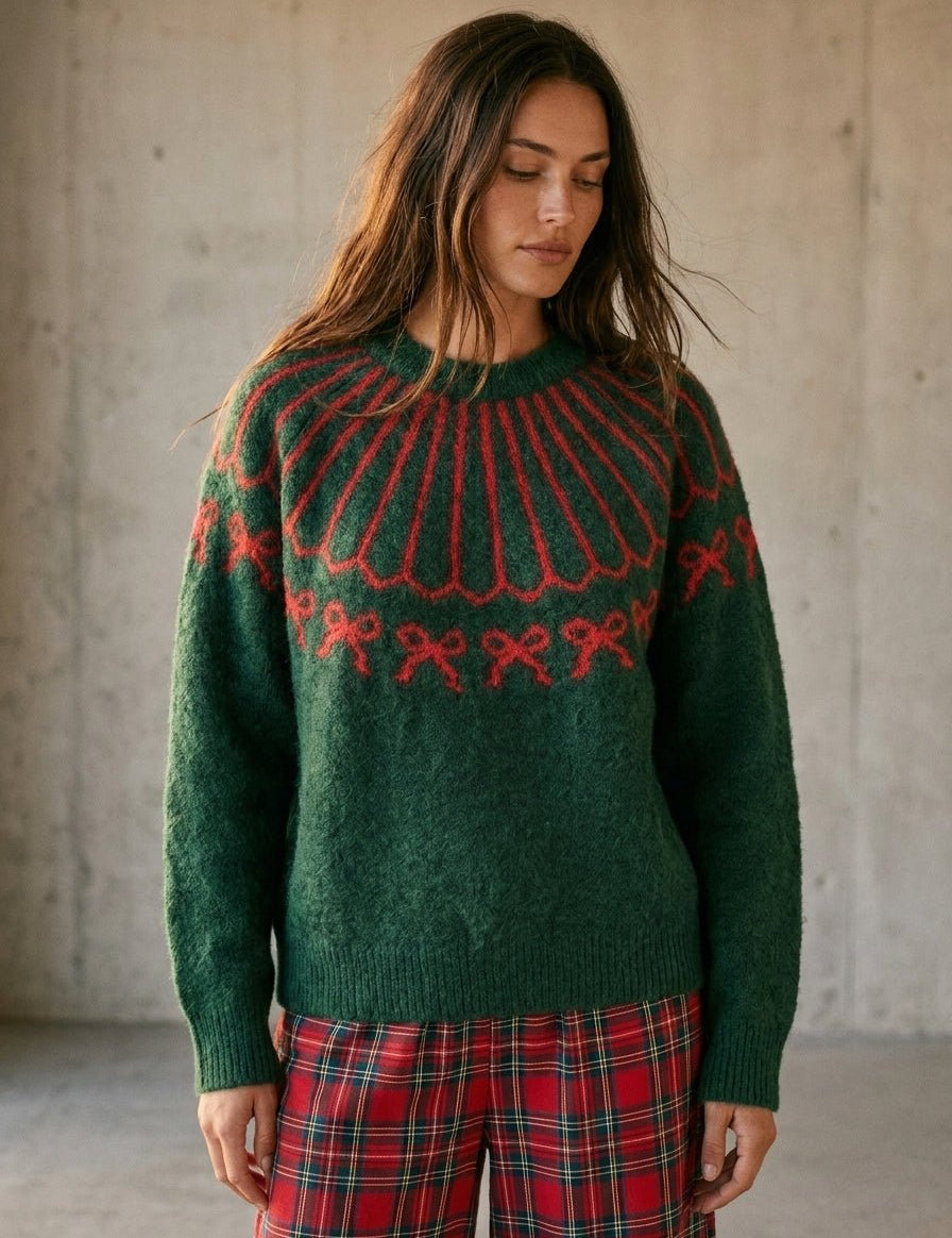 Wrapped Up Bow Fair Isle Sweater - Westly