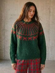 Wrapped Up Bow Fair Isle Sweater - Westly