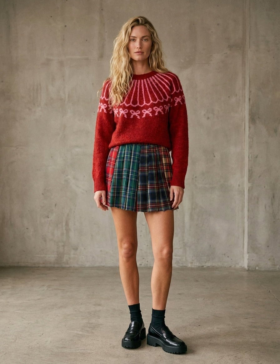 Wrapped Up Bow Fair Isle Sweater - Westly