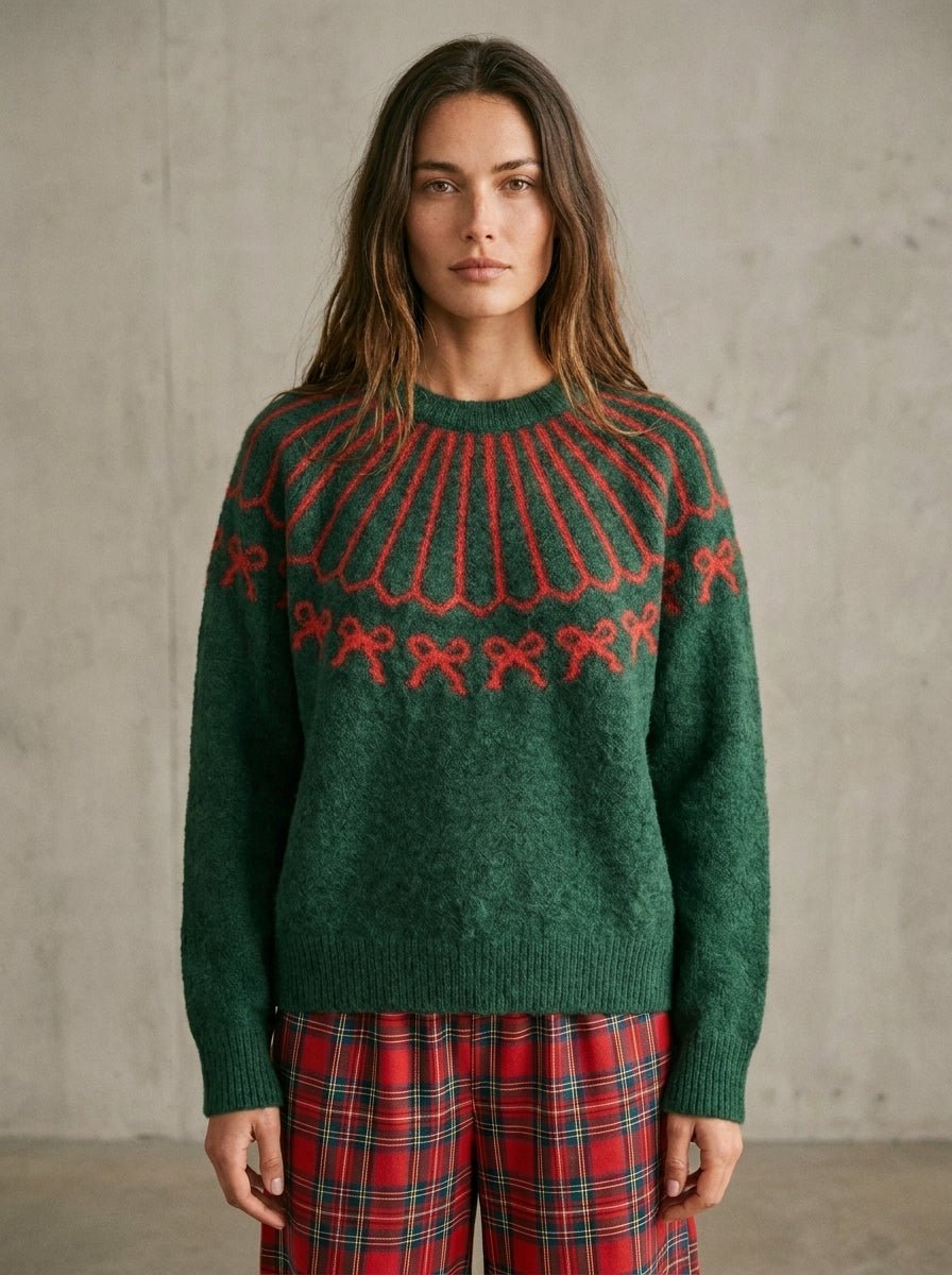 Wrapped Up Bow Fair Isle Sweater - Westly