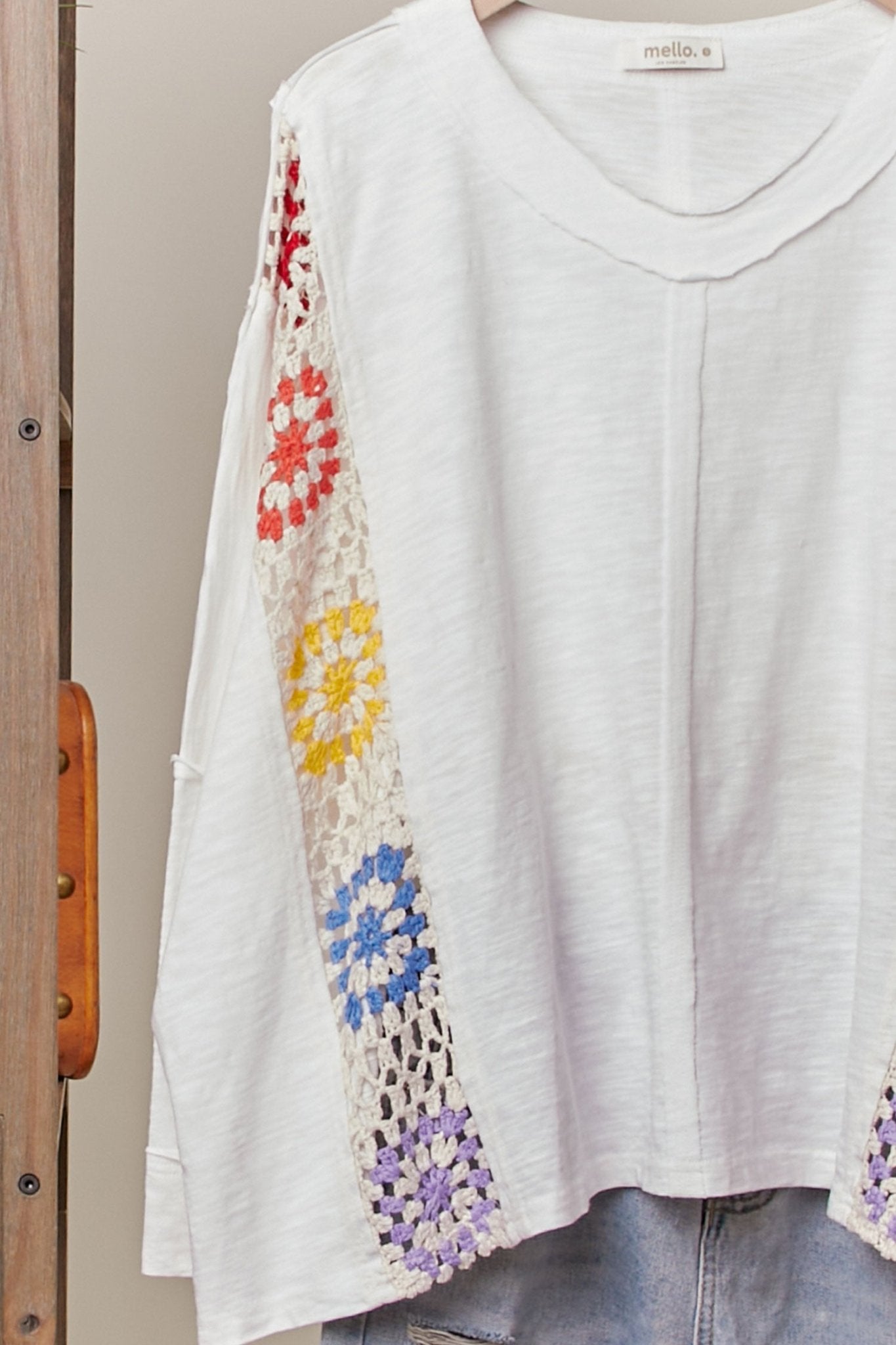 Wren Oversized Top With Crochet Panels - Westly