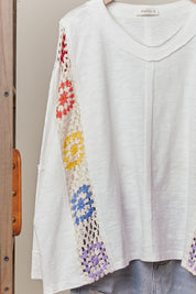 Wren Oversized Top With Crochet Panels - Westly