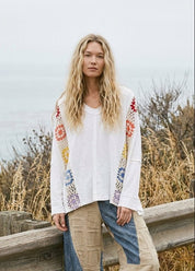 Wren Oversized Top With Crochet Panels - Westly