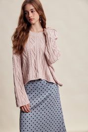 Wrenley Oversized Cable Knit Sweater - Blush